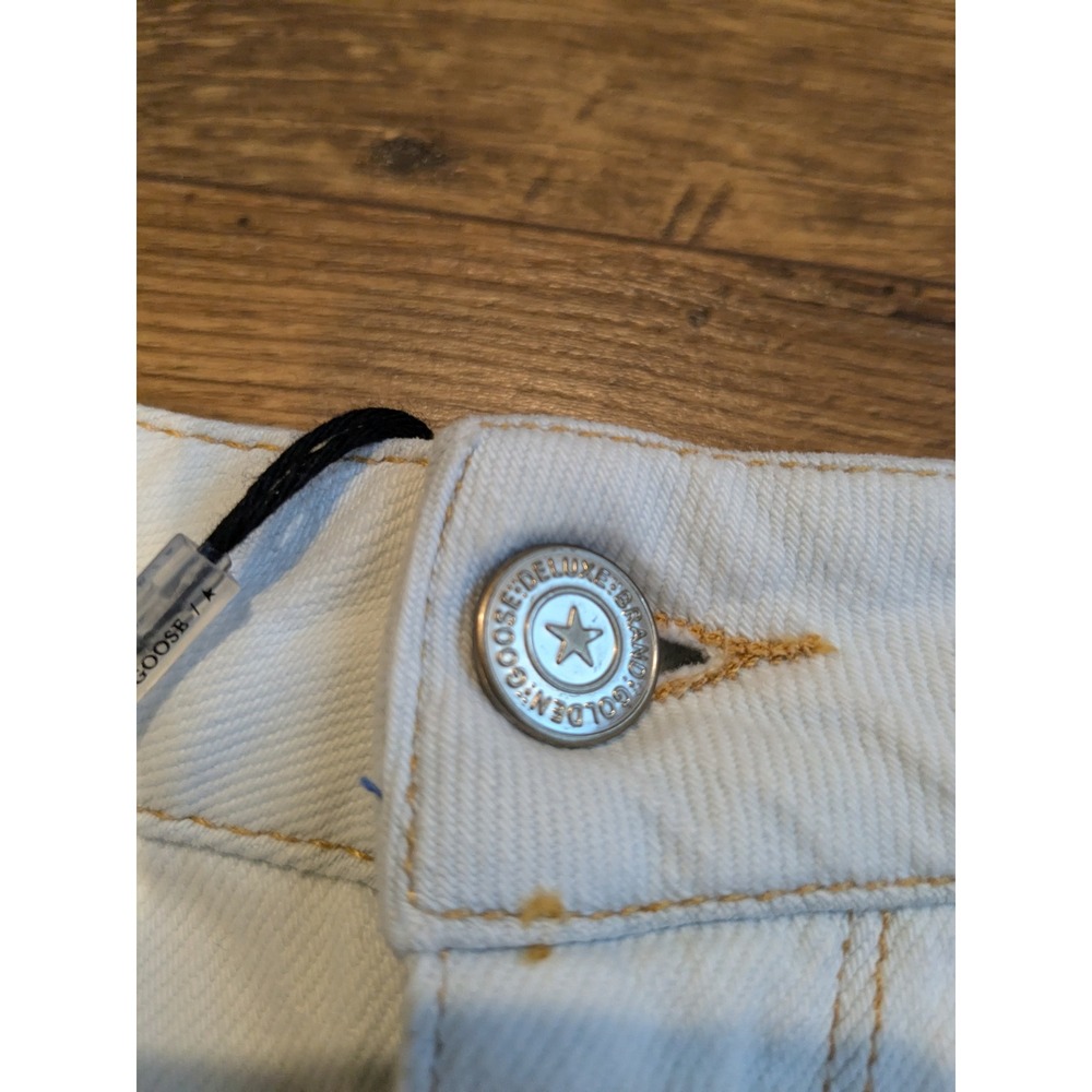 NWT Golden Goose White Denim Cut Off‎ Frayed Hem Shorts Made Italy Sz 28 Fits 32 - Picture 2 of 13